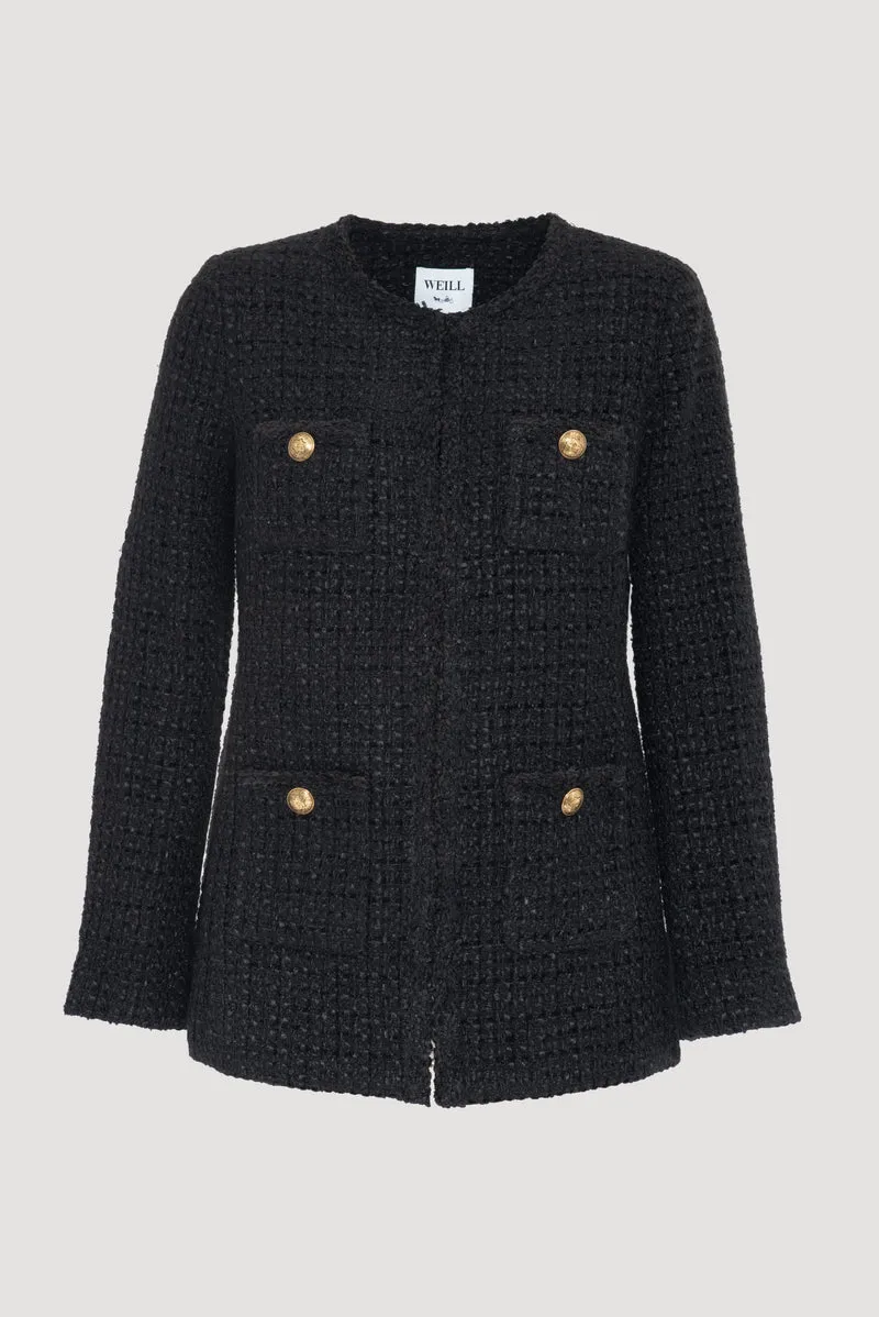 Veste longue en tweed