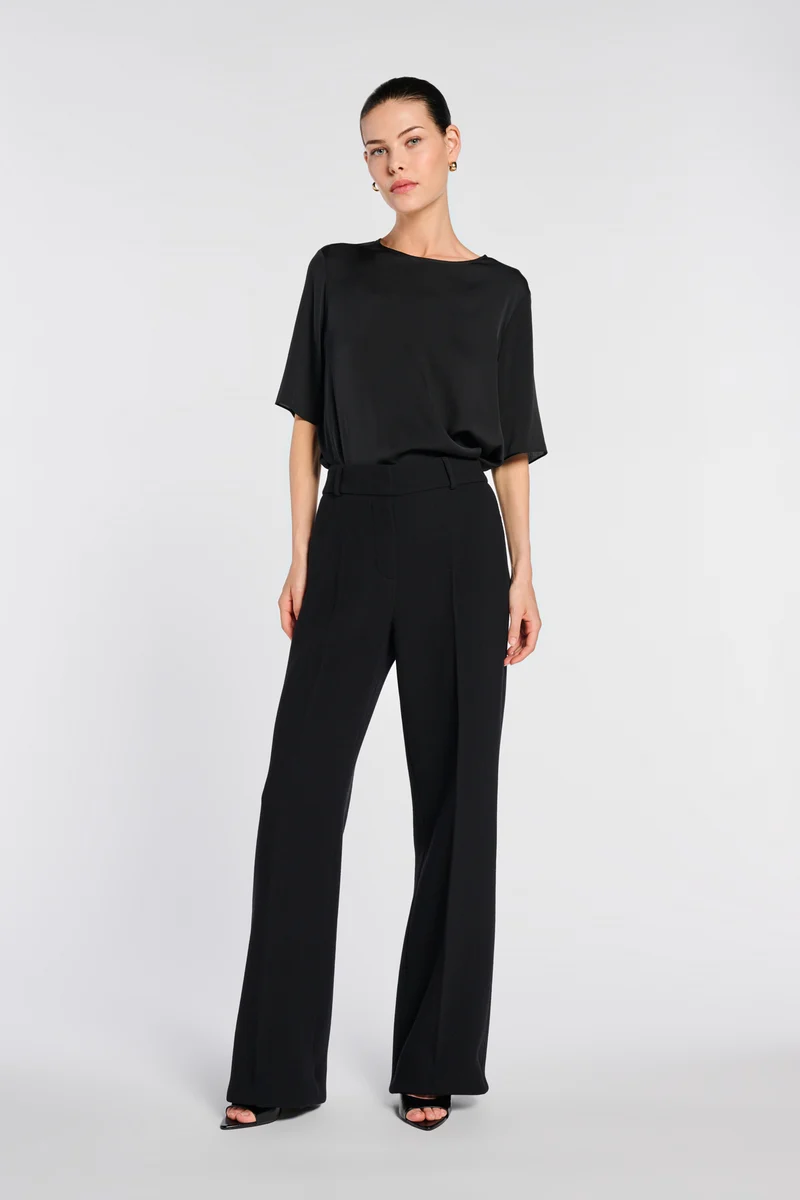 Pantalon large en crêpe laine