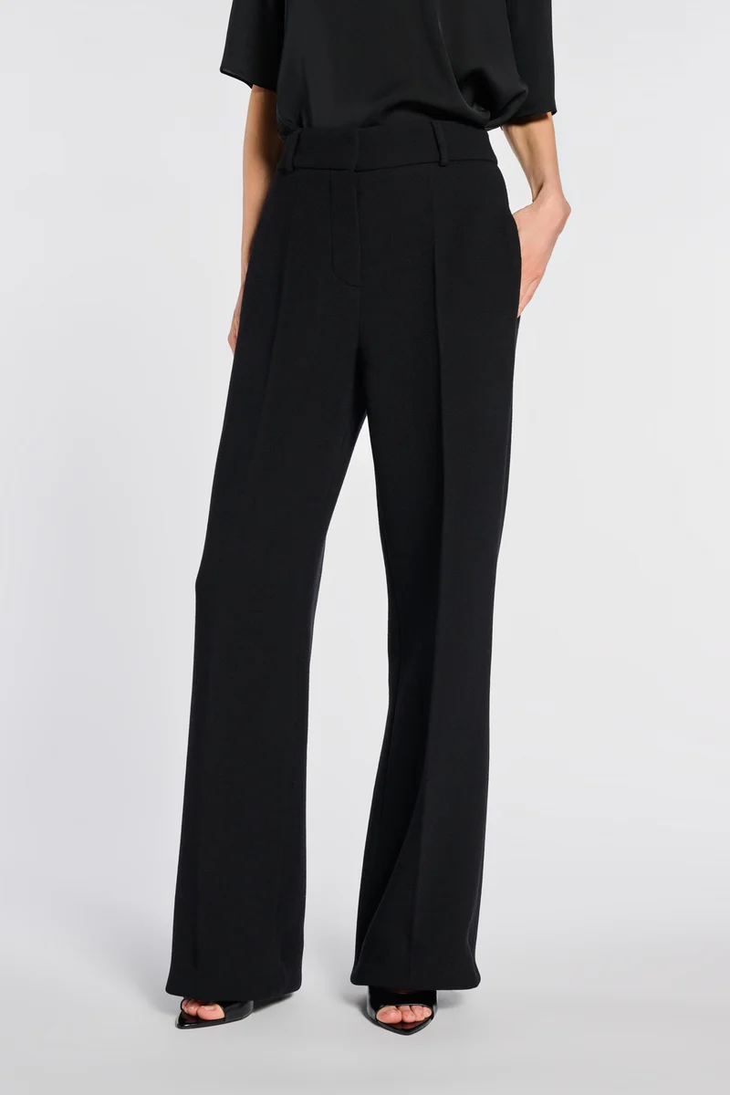 Pantalon large en crêpe laine
