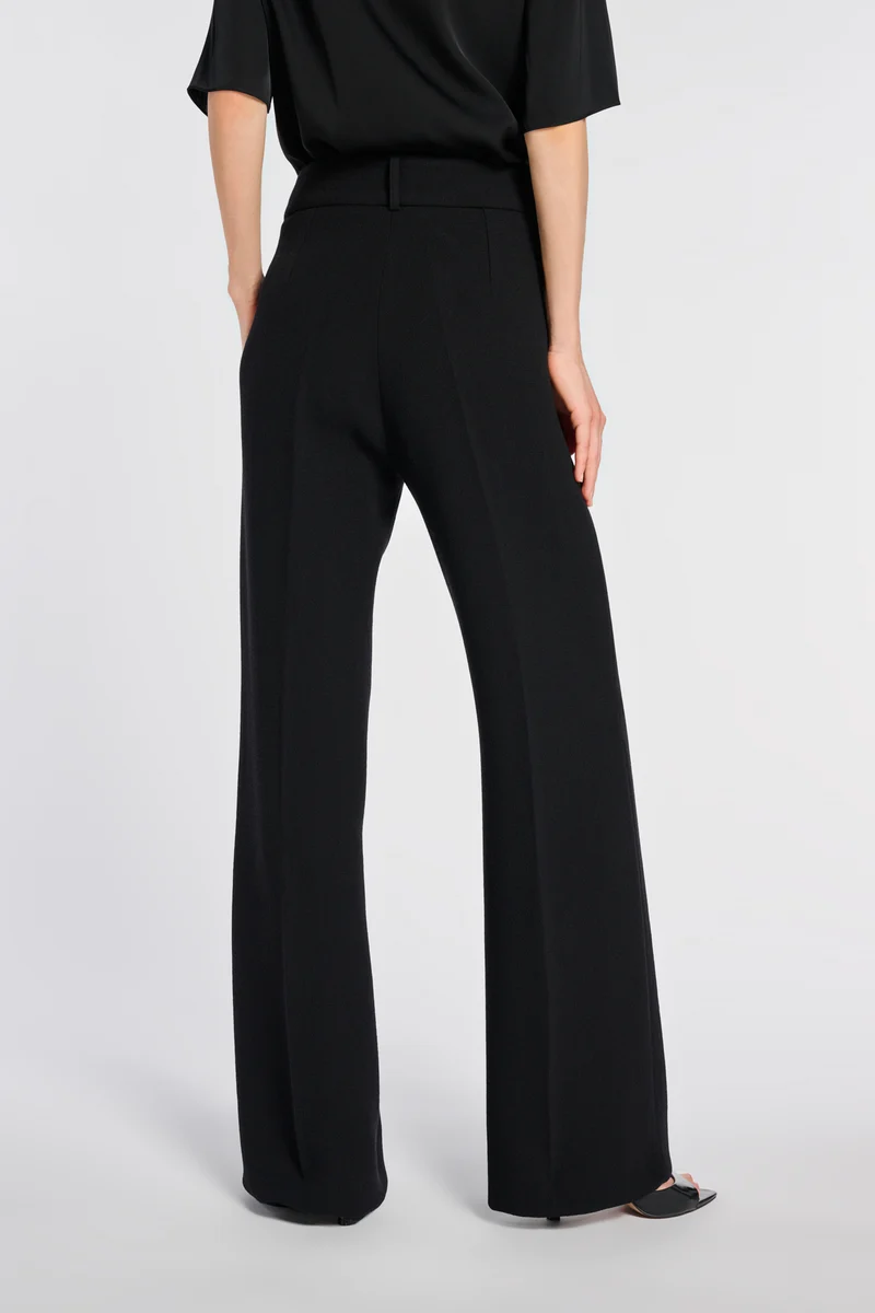 Pantalon large en crêpe laine