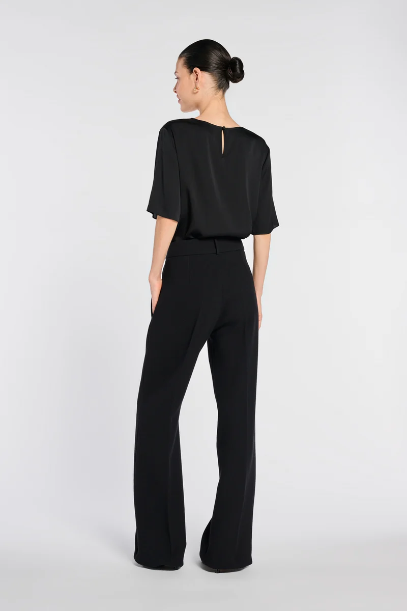 Pantalon large en crêpe laine