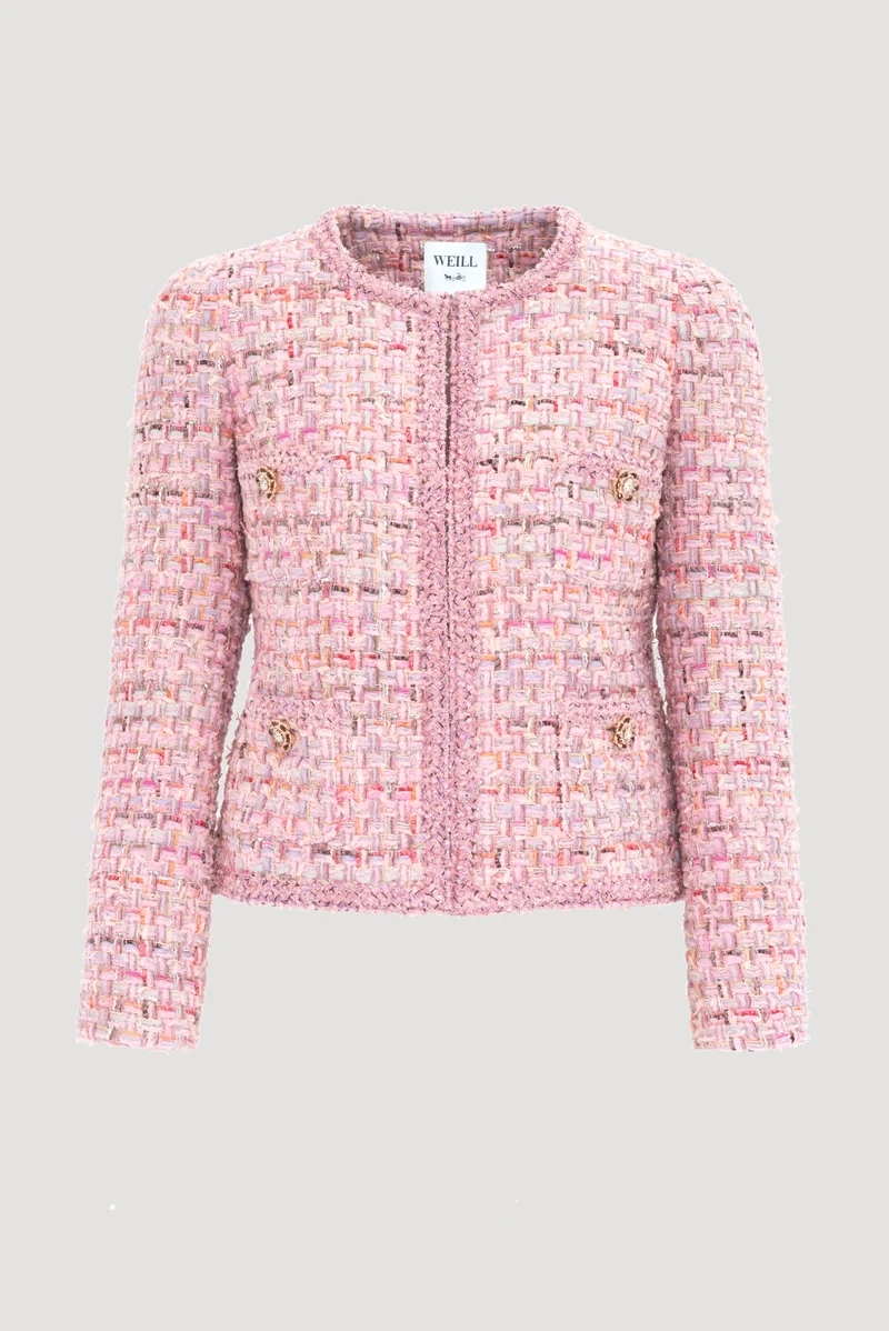 Veste en tweed pastel galonnée
