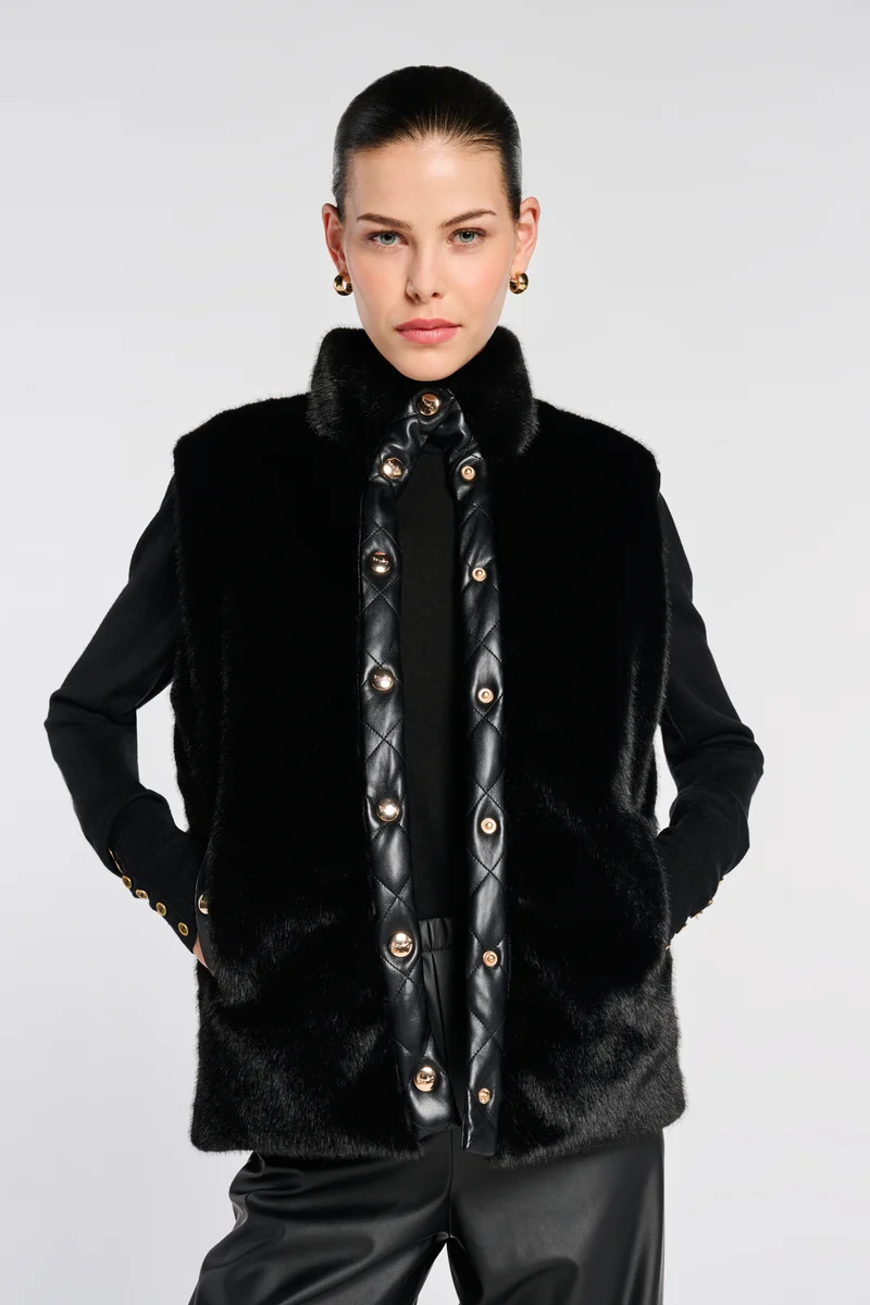 Blouson sans manches bi-matière