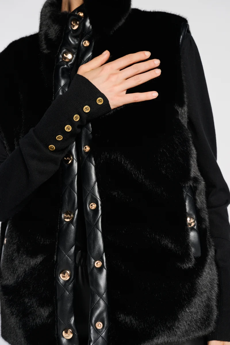 Blouson sans manches bi-matière