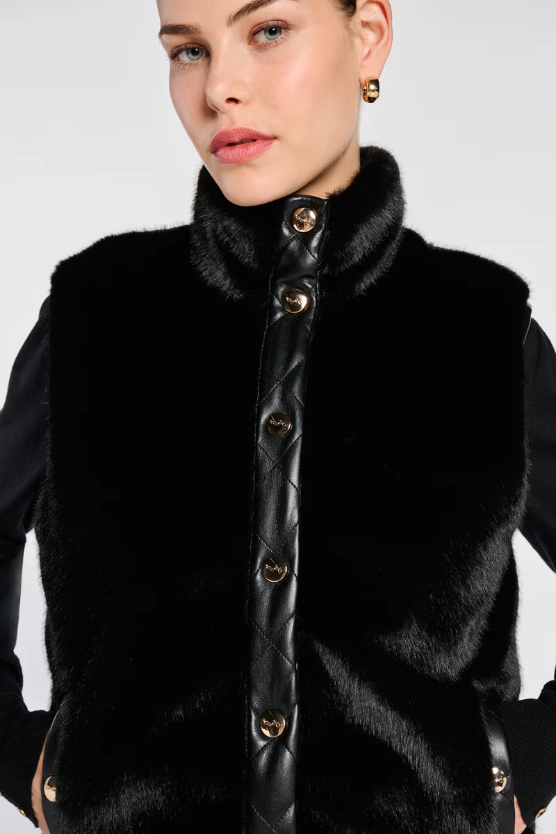 Blouson sans manches bi-matière