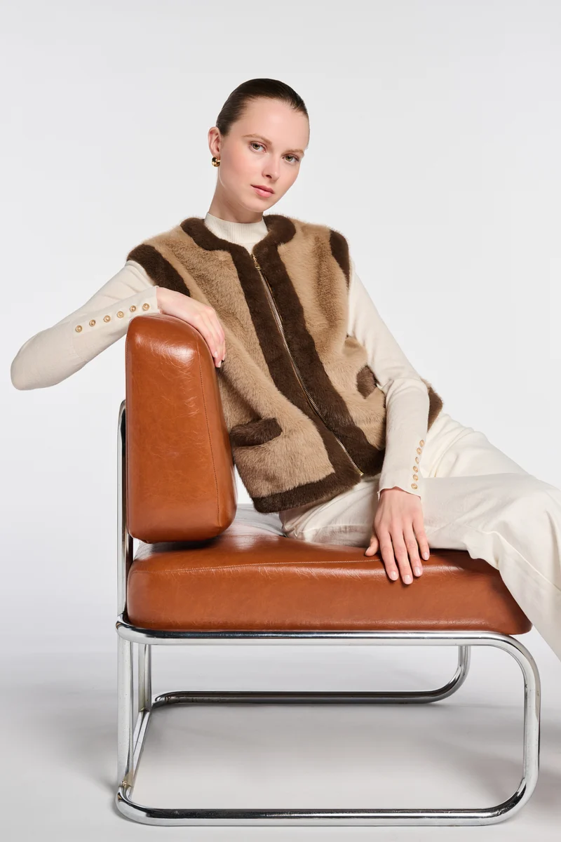 Blouson sans manches bicolore