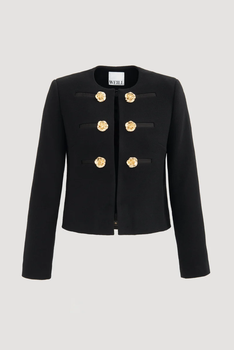 Veste à boutons fleurs