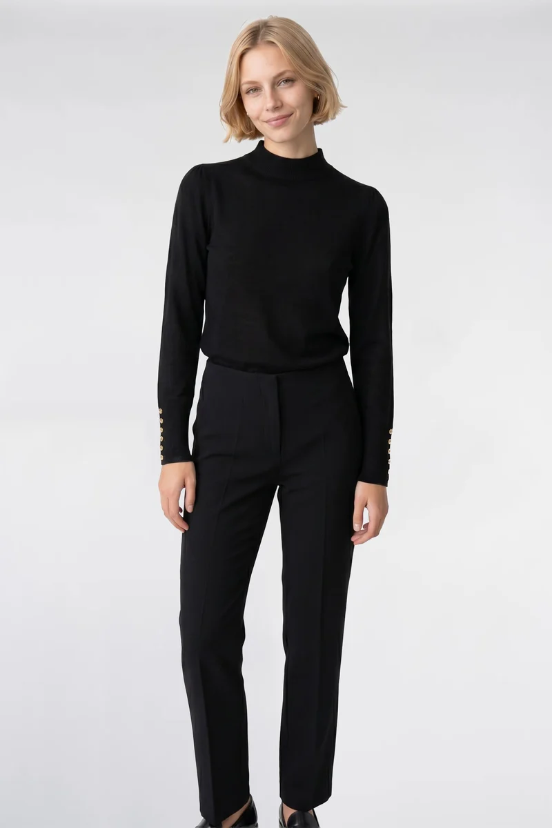 Pantalon cigarette en crêpe de laine