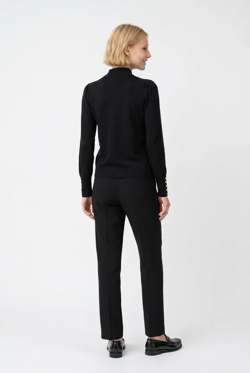 Pantalon cigarette en crêpe de laine