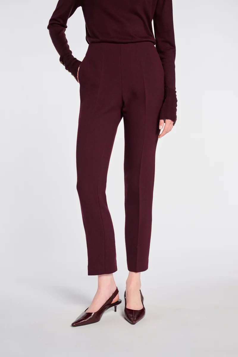 Pantalon cigarette en crêpe de laine