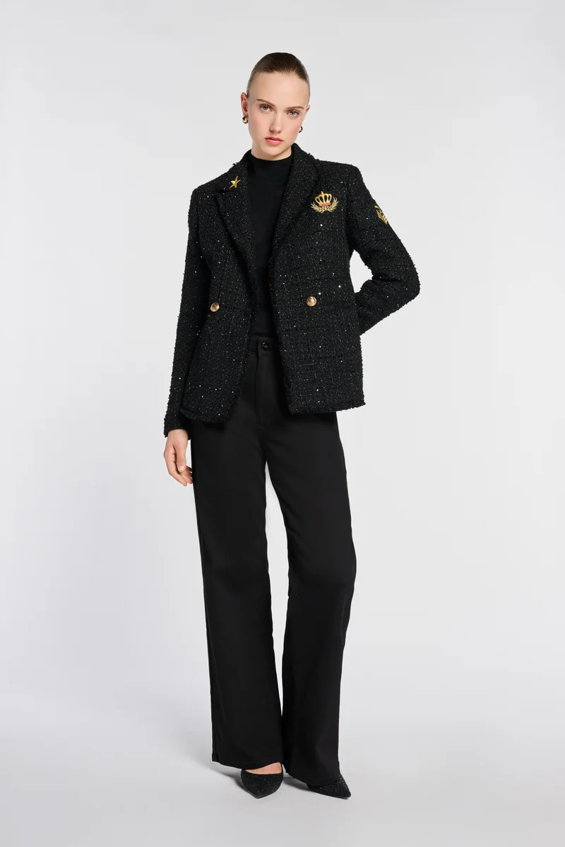 Blazer en tweed à patchs