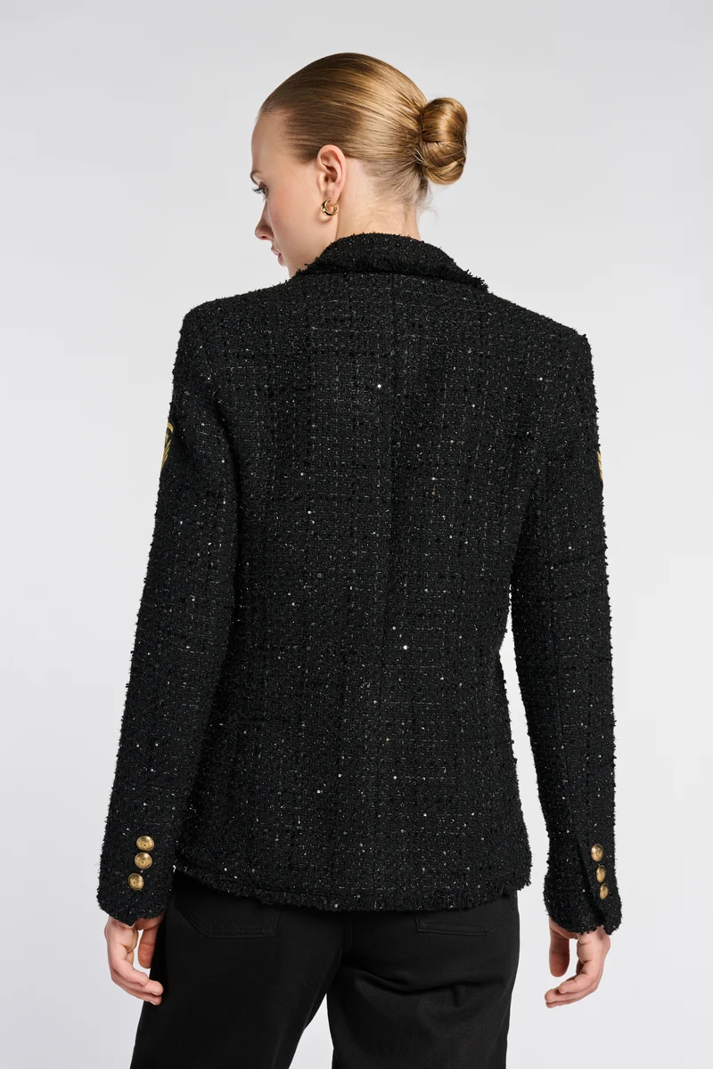 Blazer en tweed à patchs