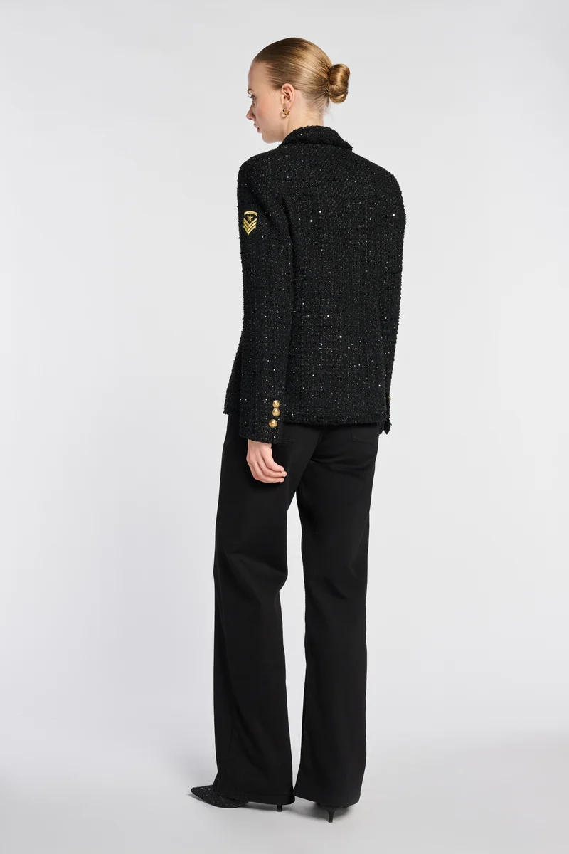 Blazer en tweed à patchs