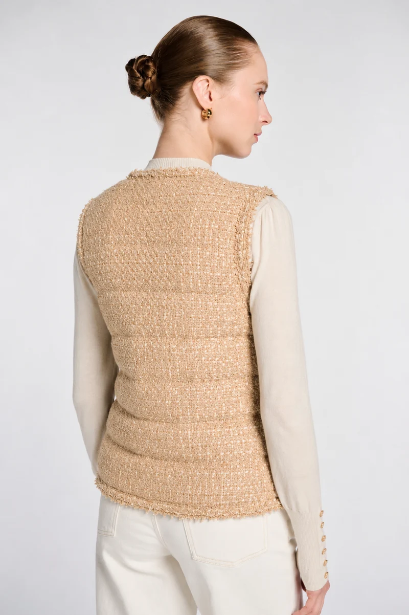 Doudoune sans manches en tweed