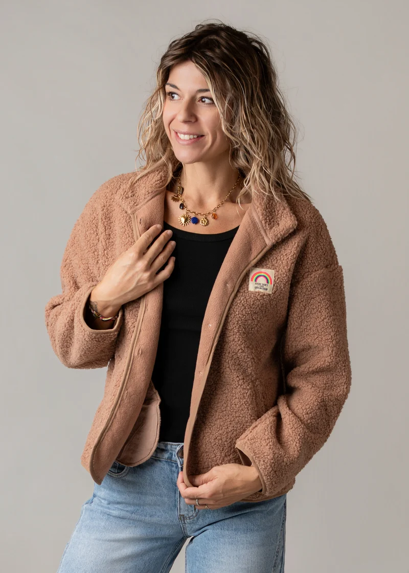 Veste bouclette camel rosé Lénaïc