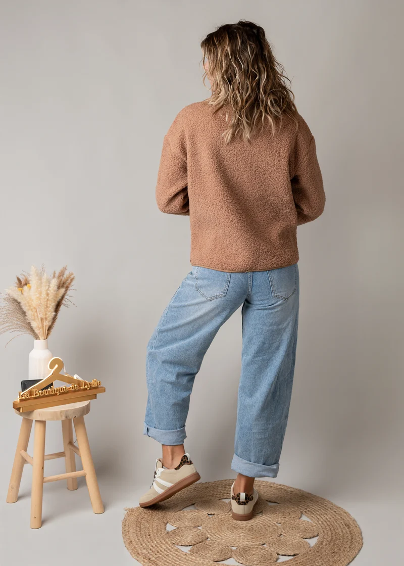 Veste bouclette camel rosé Lénaïc