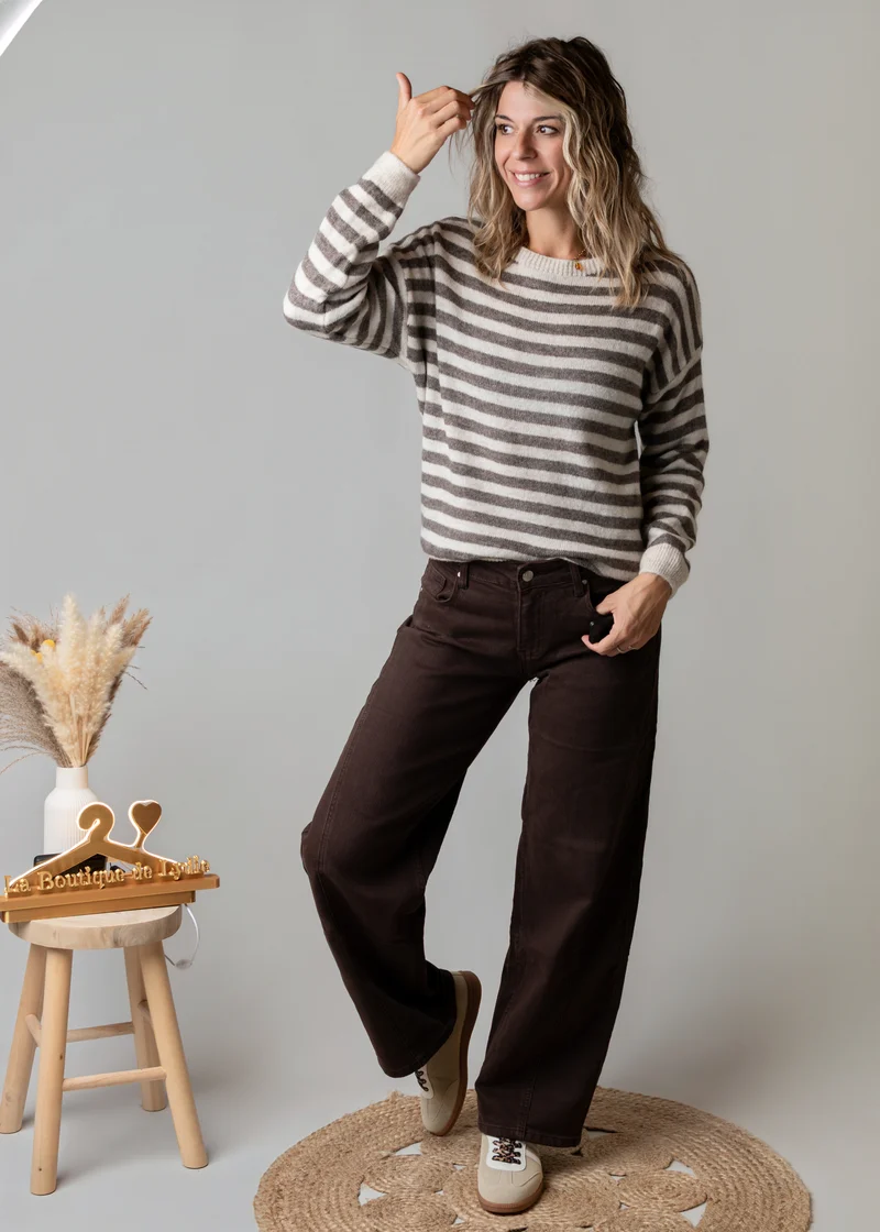 Pantalon barrel chocolat Félix