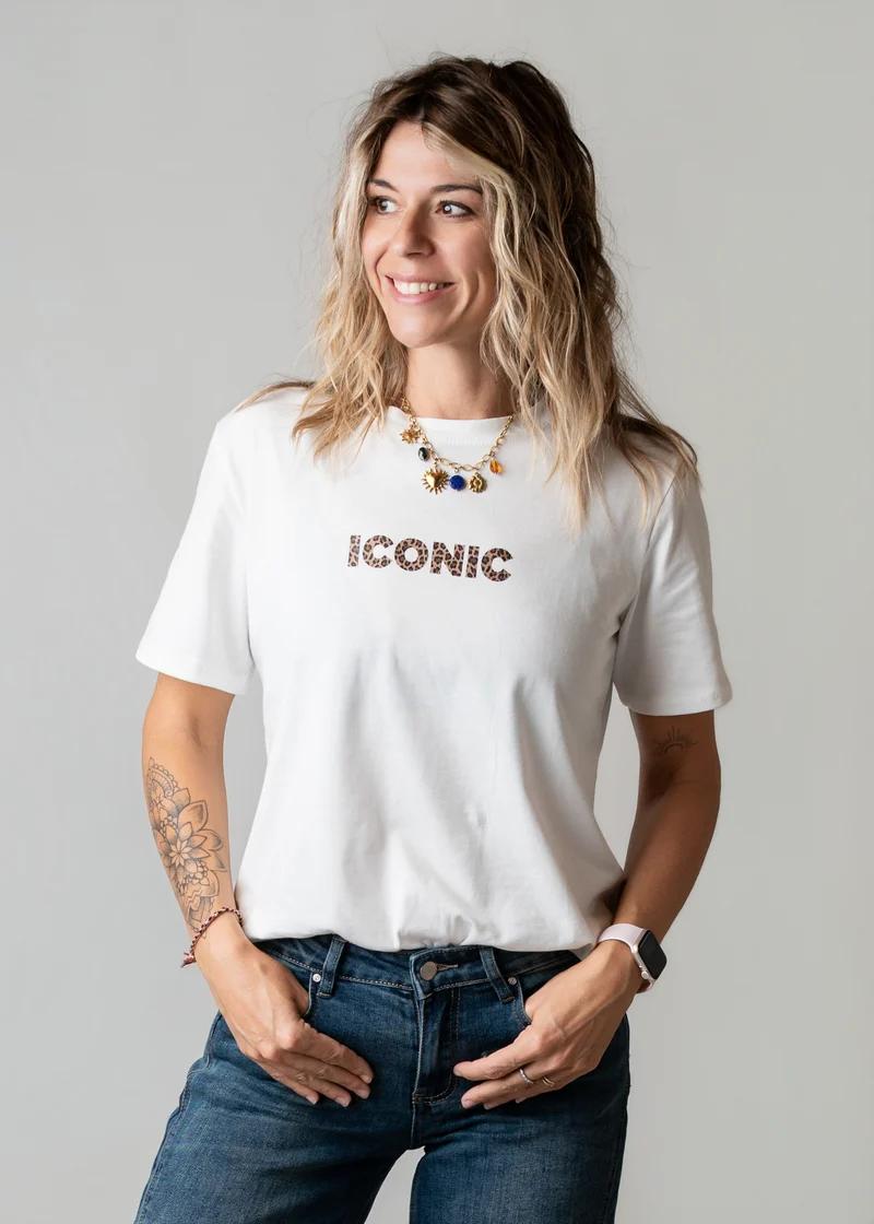 T-shirt blanc Iconic léopard Léna