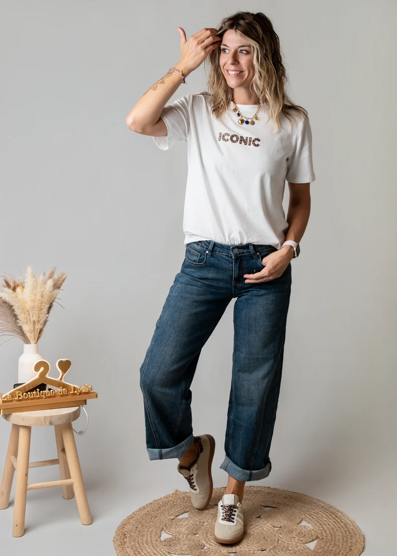 T-shirt blanc Iconic léopard Léna