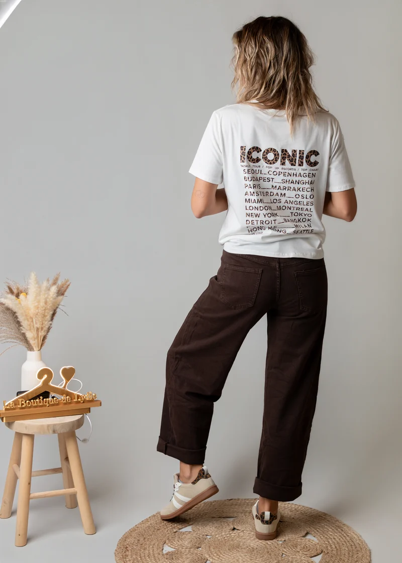T-shirt blanc Iconic léopard Léna