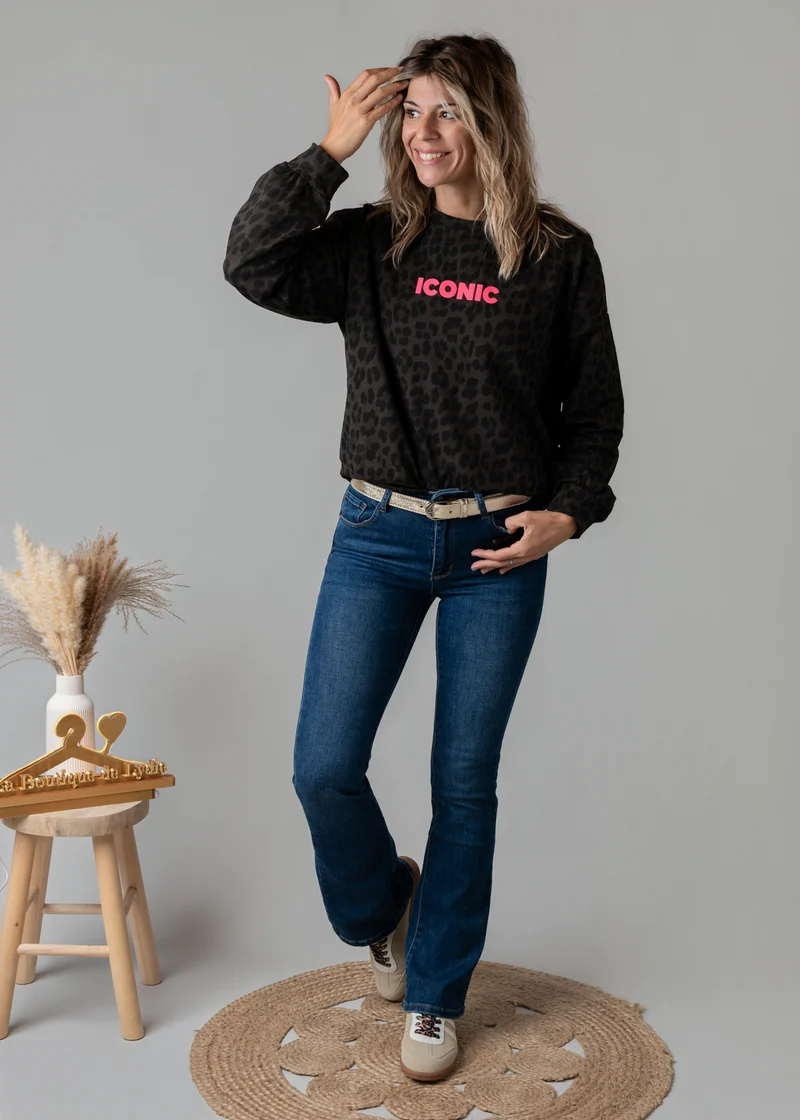 Sweat fin léopard chocolat Iconic Gaby