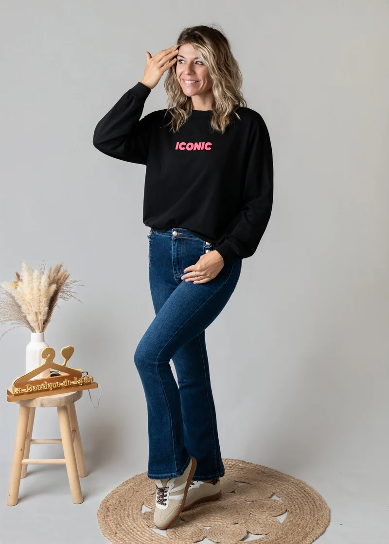 Sweat fin noir Iconic Gaby