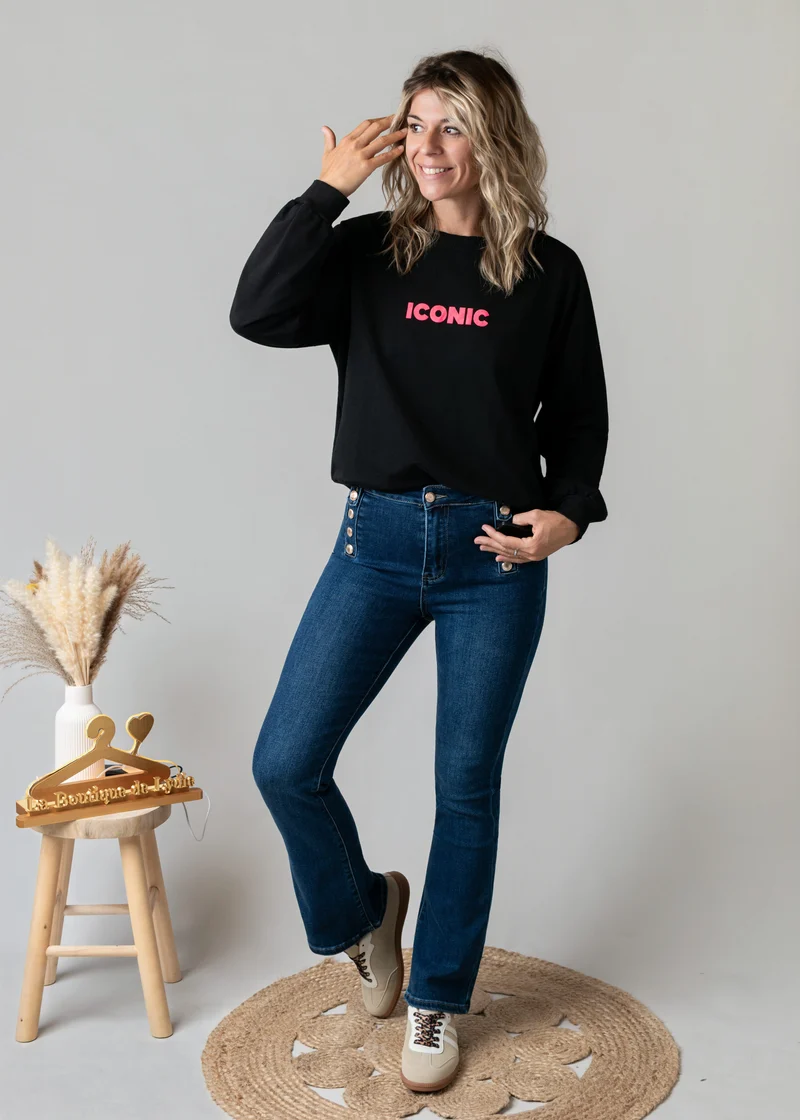 Sweat fin noir Iconic Gaby