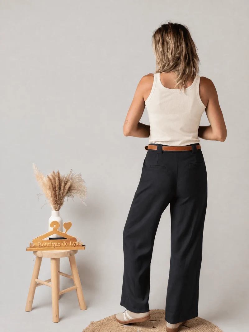 Pantalon de tailleur palazzo noir Marco - Taille grand