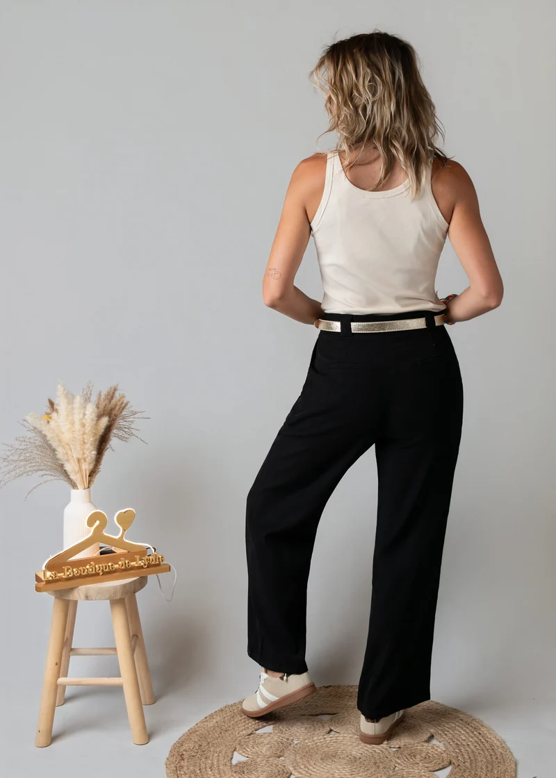 Pantalon de tailleur palazzo noir Marco - Taille grand