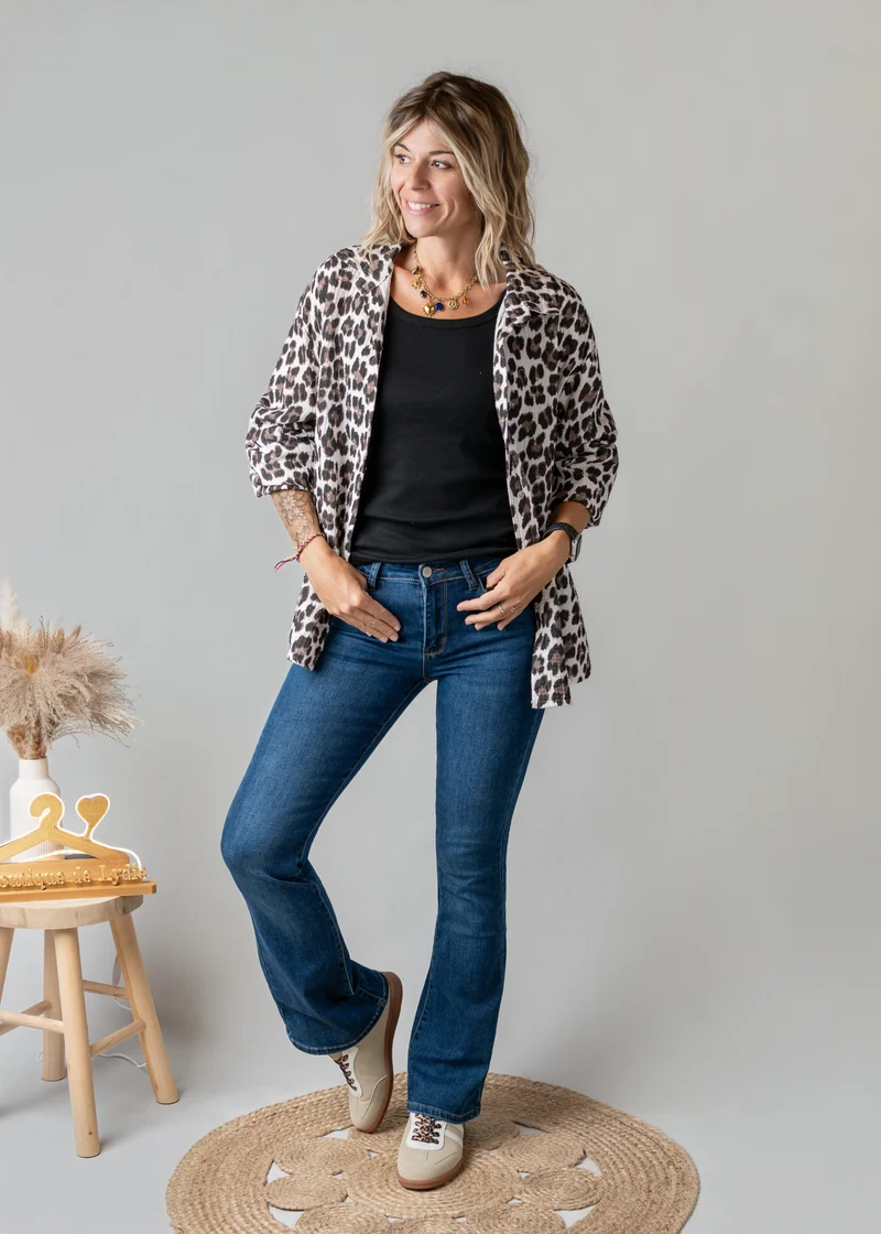 Chemise gaze de coton léopard London