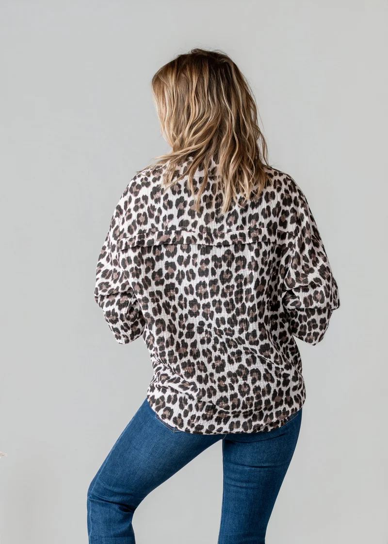Chemise gaze de coton léopard London