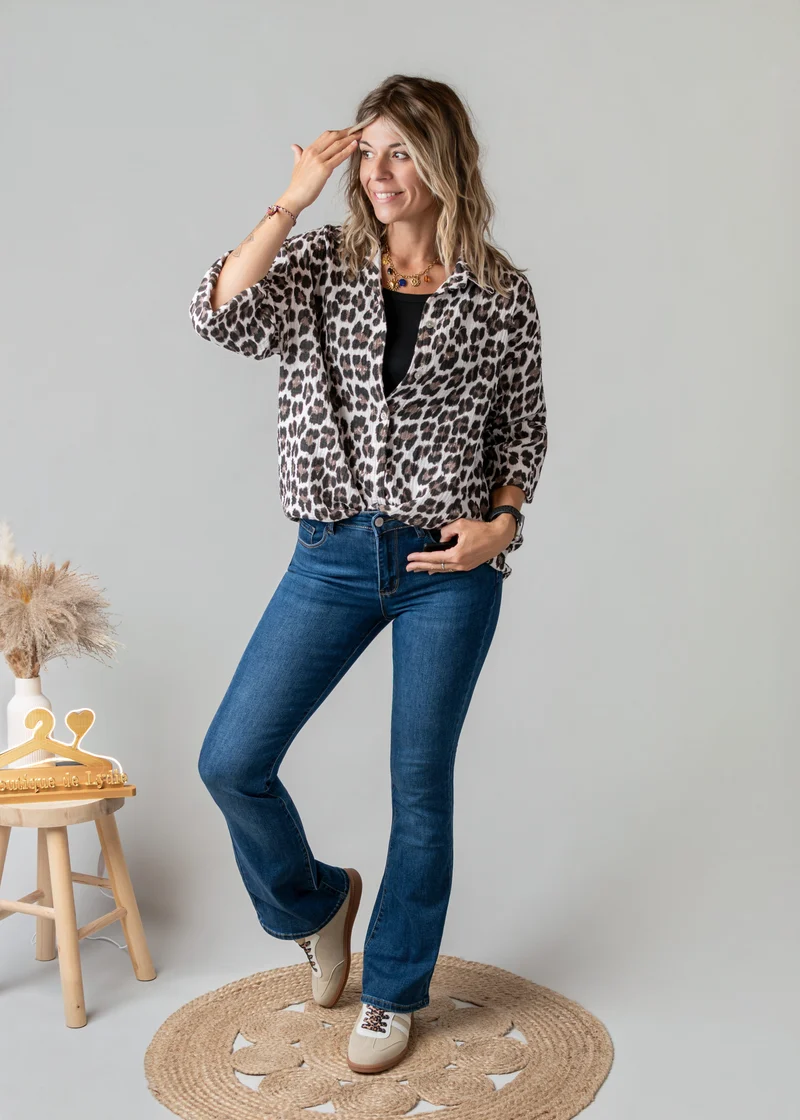 Chemise gaze de coton léopard London