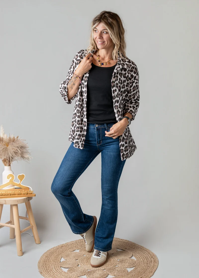 Chemise gaze de coton léopard London