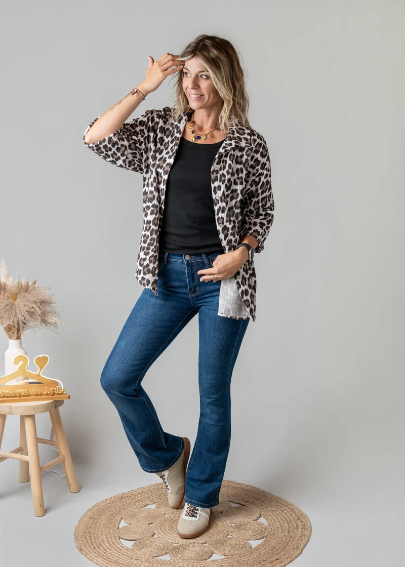 Chemise gaze de coton léopard London