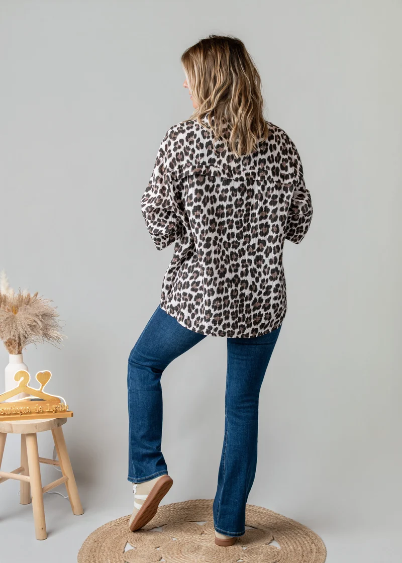 Chemise gaze de coton léopard London