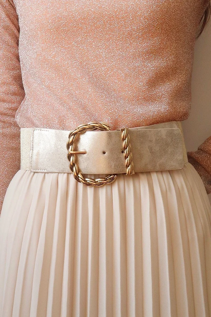 Ceinture Élastique Large Dorée Mia