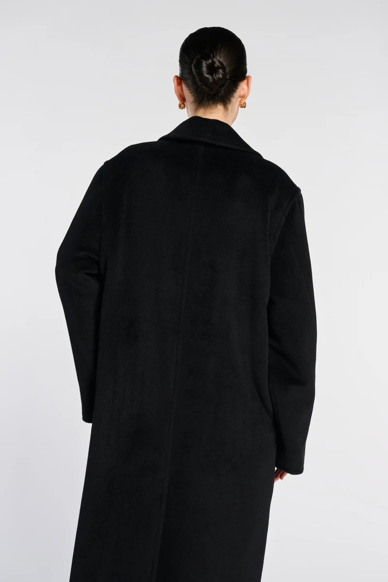 Manteau à double boutonnage en laine et doublure fantaisie