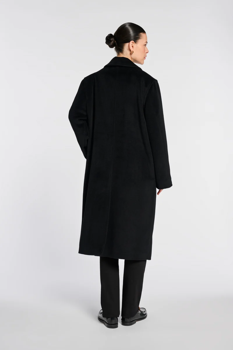 Manteau à double boutonnage en laine et doublure fantaisie