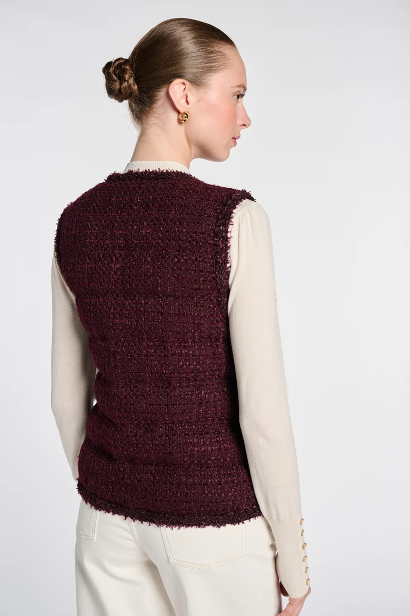 Doudoune sans manches en tweed