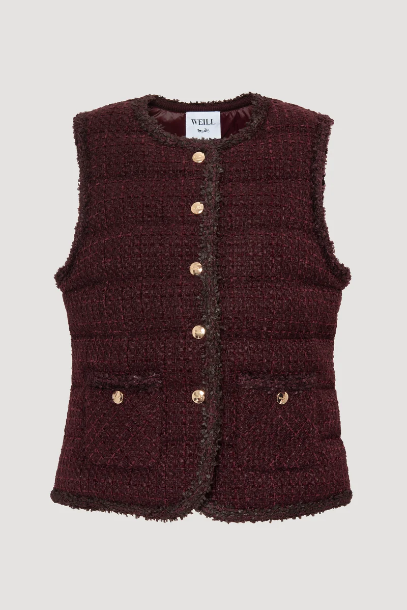 Doudoune sans manches en tweed