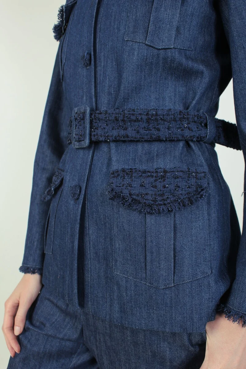 Veste saharienne en coton bleu