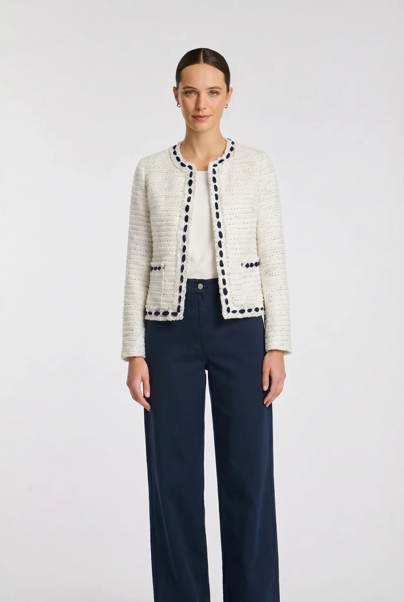 Veste en tweed frangé bicolore