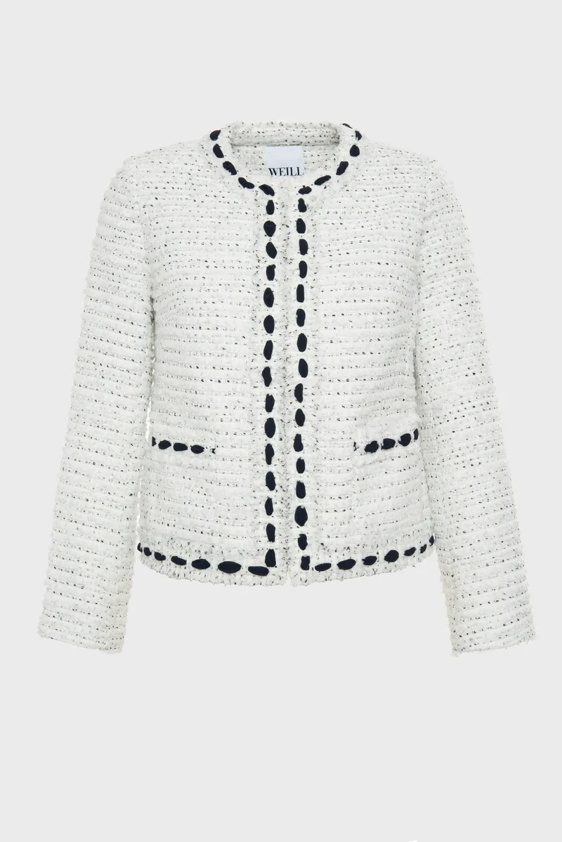 Veste en tweed frangé bicolore