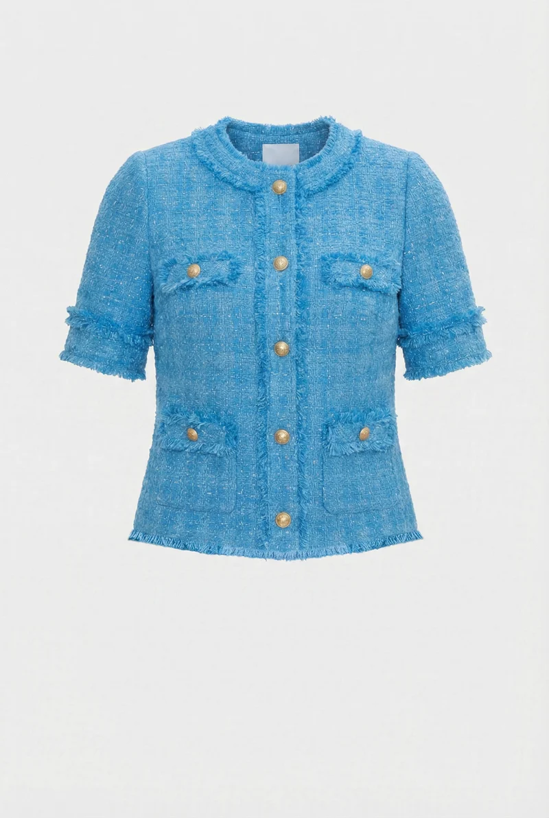Veste manches courtes en tweed