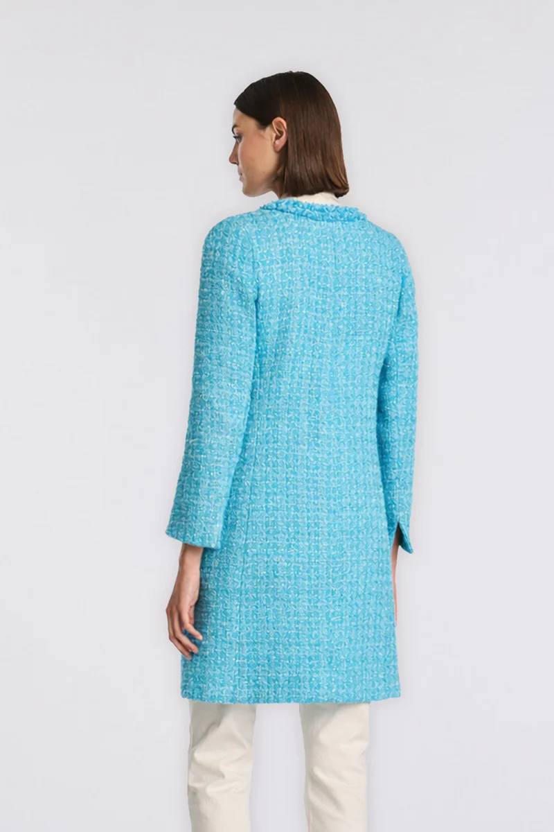 Manteau en tweed frangé