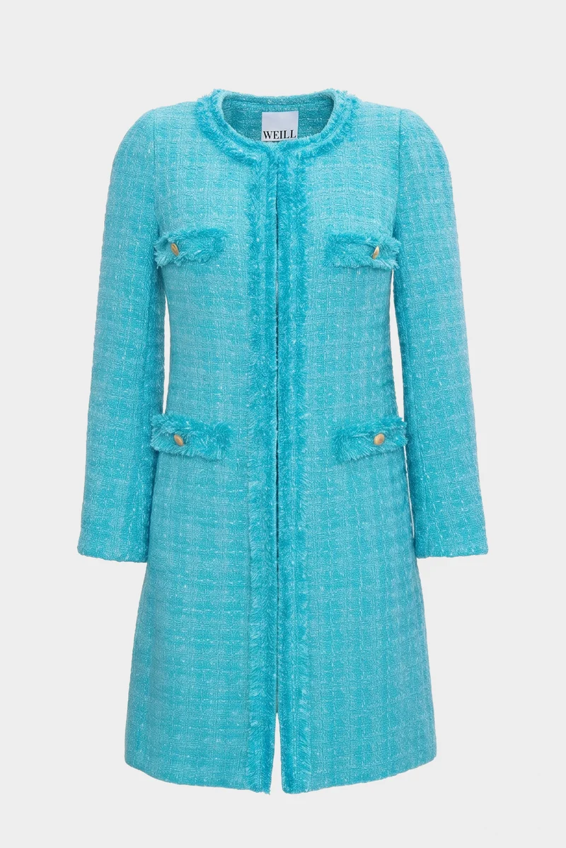 Manteau en tweed frangé