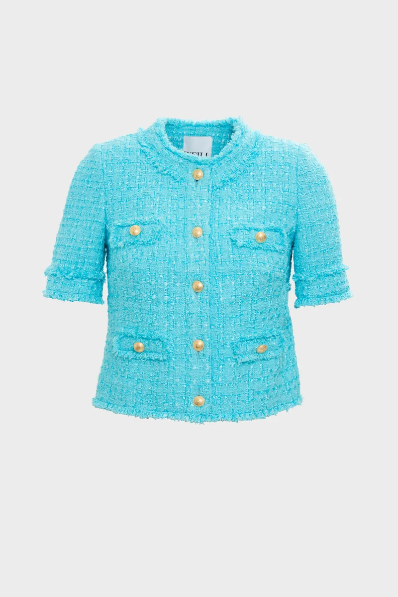 Veste manches courtes en tweed