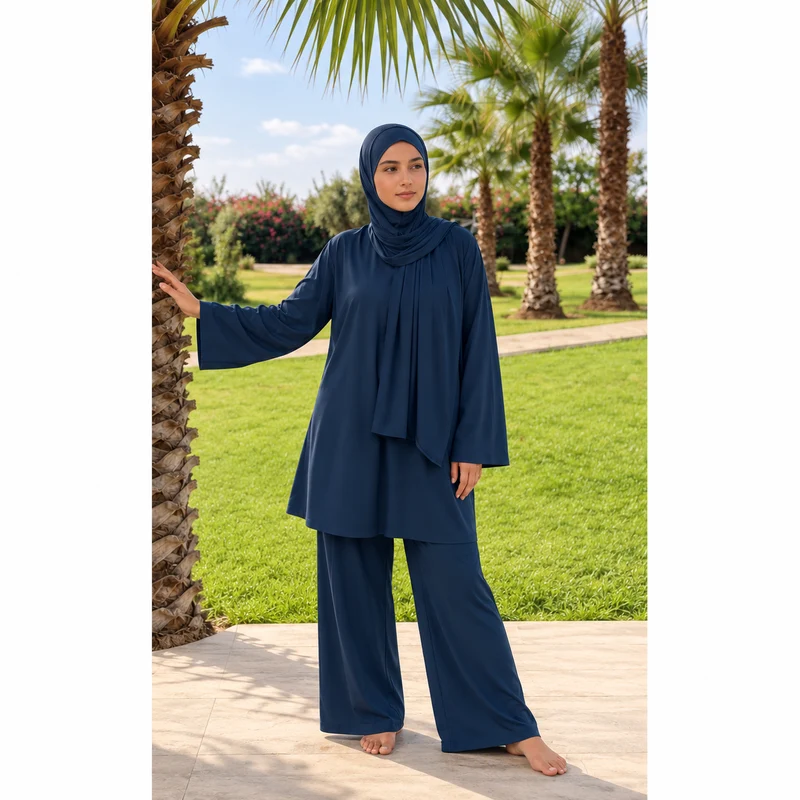 Lagon – Burkini femme trois pièces bleu marine