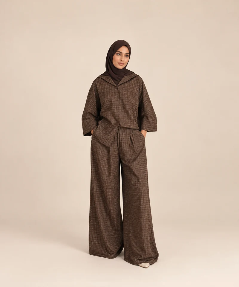 Kenza – Ensemble pantalon femme à petits carreaux