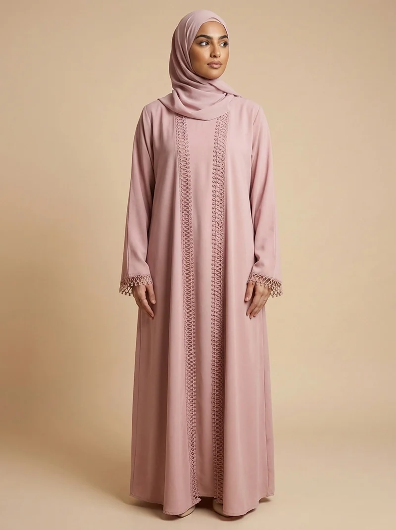 Élégance – Abaya deux pièces avec sous-abaya et dentelle